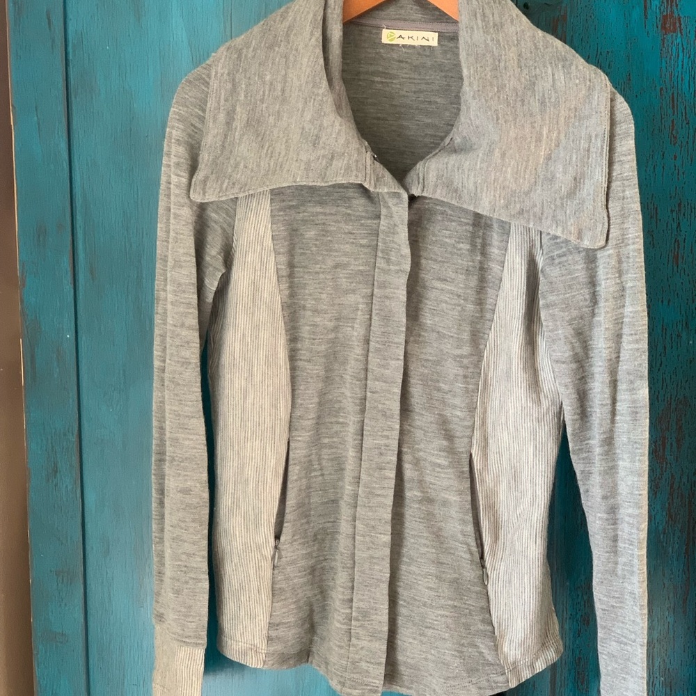 Marino Wool Asymmetric Zip Up Sweater Jacket